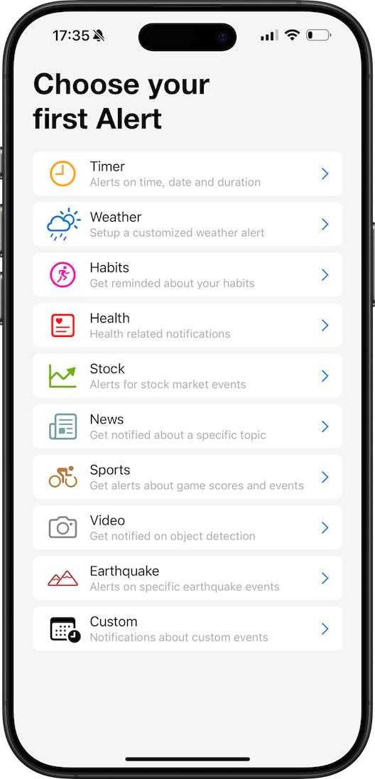 Screenshot of the AlertKit app